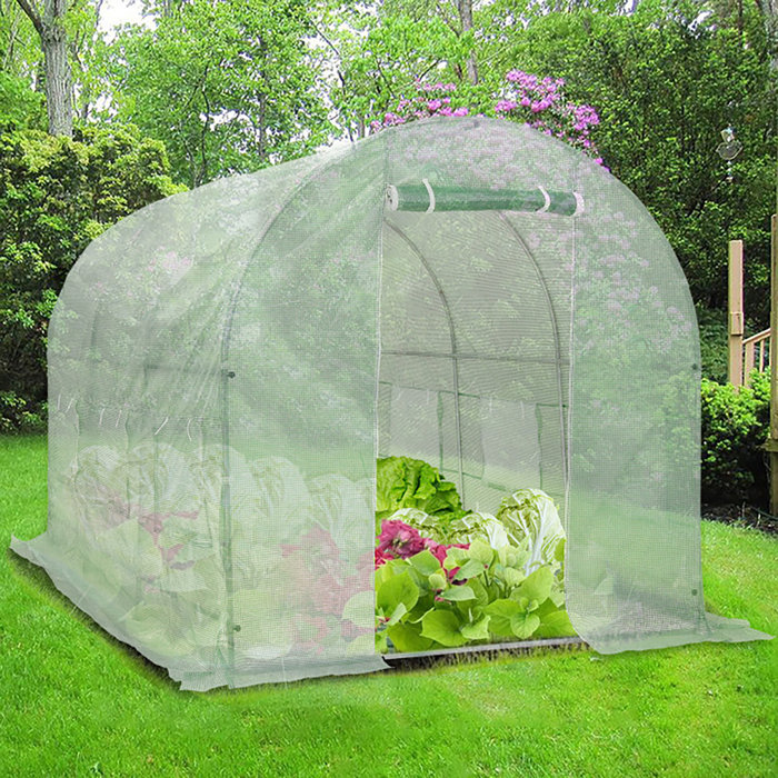 GDY 7'X12'X7' WalkIn Greenhouse With Dual Zippered Screen Doors & 6
